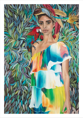 Miss Meraki Design fine art limited edition print by New Zealand Artist Rachel Campbell. Daintree Dreaming is inspired by the rainforest of Far North Queensland, Australia. Only 25 A3 Limited Edition Prints available.
