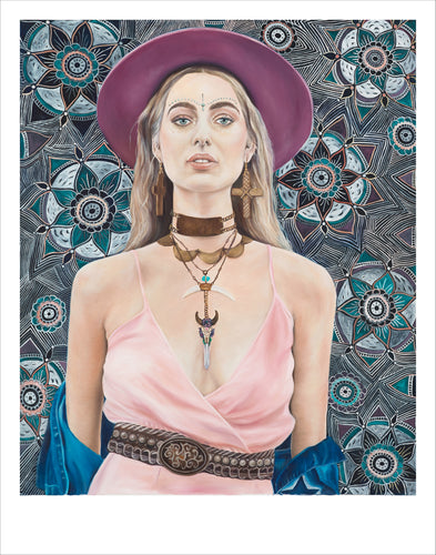 Fine Art Limited Edition Print by Miss Meraki Design. Desert Rose is inspired by festival fashion and the bohemian luxury that is common at festivals such as Coachella. There are only 25 limited edition prints available.