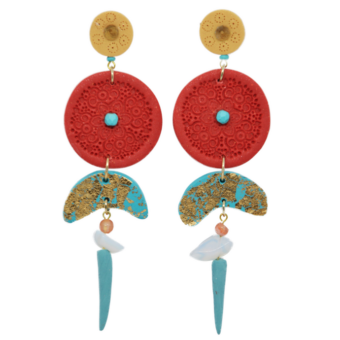 Miss Meraki Design Boheme Earrings - Coachella Collection. A luxury bohemian inspired polymer clay jewellery collection made by New Zealand Artist Rachel Campbell