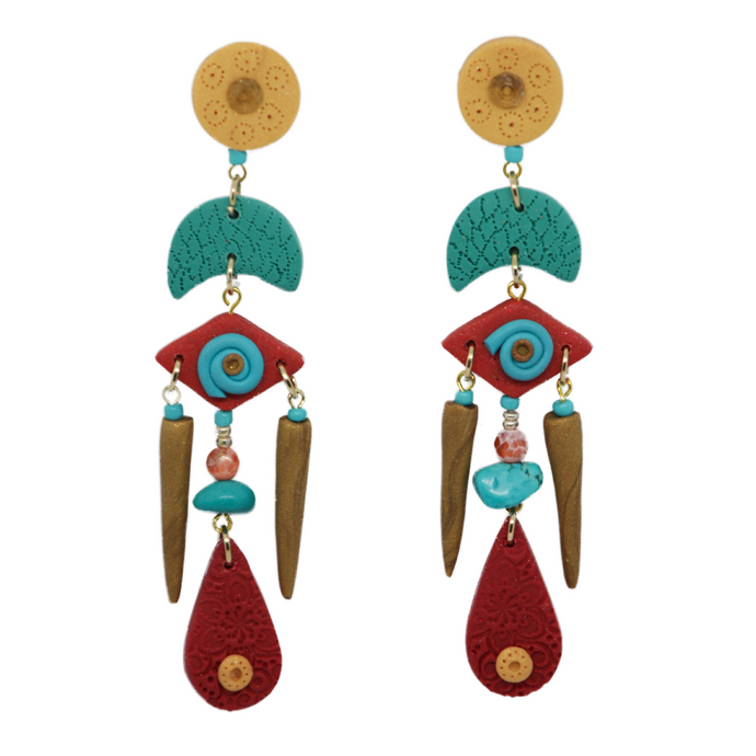 Miss Meraki Design Indie Earrings - Coachella Collection. A luxury bohemian inspired polymer clay jewellery collection made by New Zealand Artist Rachel Campbell