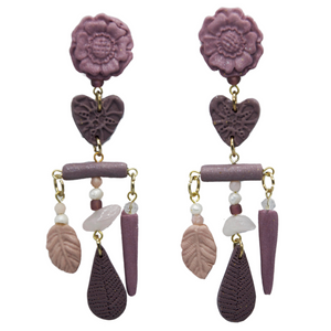 Miss Meraki Design Indigo Earrings, Coachella Collection. Handmade polymer clay, crystal beads and semi precious stone earrings. Made by New Zealand artist Rachel Campbell.